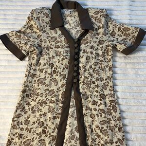 Style 2000 vintage Floral Brown button down blouse size medium